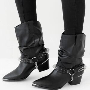 Black Studded Ankle Boots